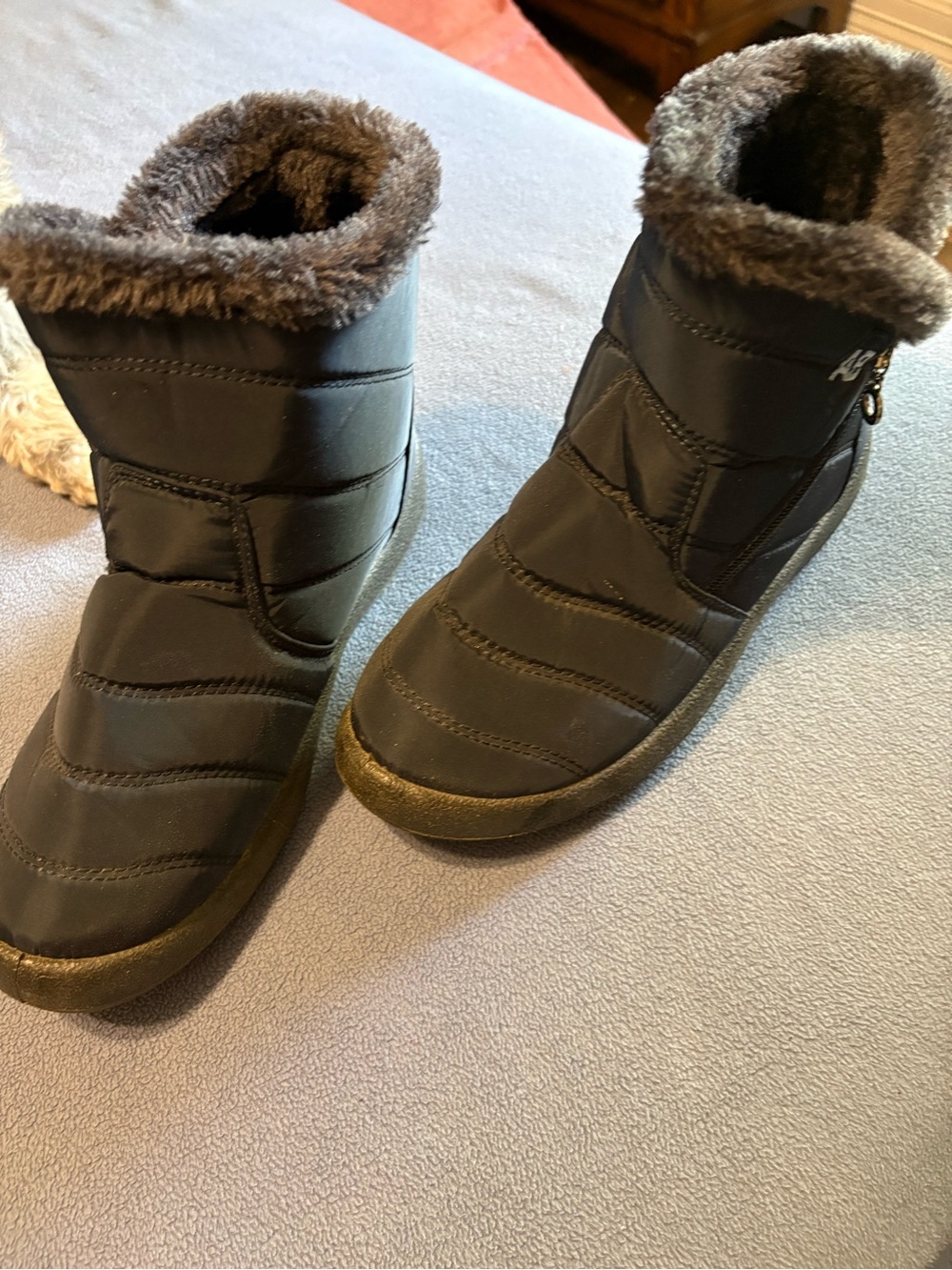 Kids Black Winter Boot with Faux Fur Lining